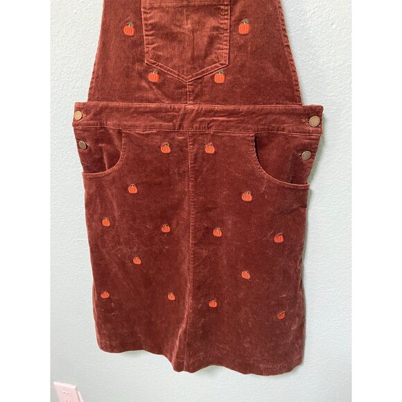 Kiel James Patrick Corduroy Pumpkin Brown Overall Skirt Dress - Picture 4 of 8